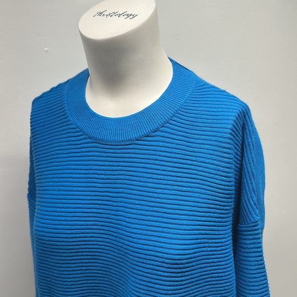 Asos Sweater Pullover Ribbed Knit Long Sleeve Crewneck Blue Oversized US Size 6 - Picture 5 of 8